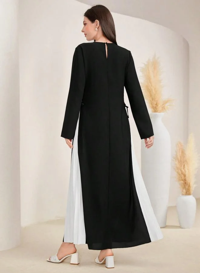 Take Two black Women Color Block Pleated A-Line Jalabiya for Women | Best Price UAE